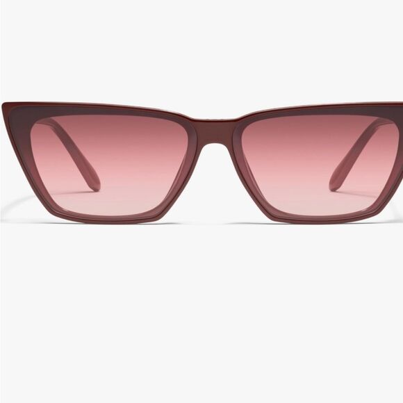 Quay Australia Bad Habit Narrow Cat-Eye Oversized Sunglasses- Oxblood - Picture 3 of 13